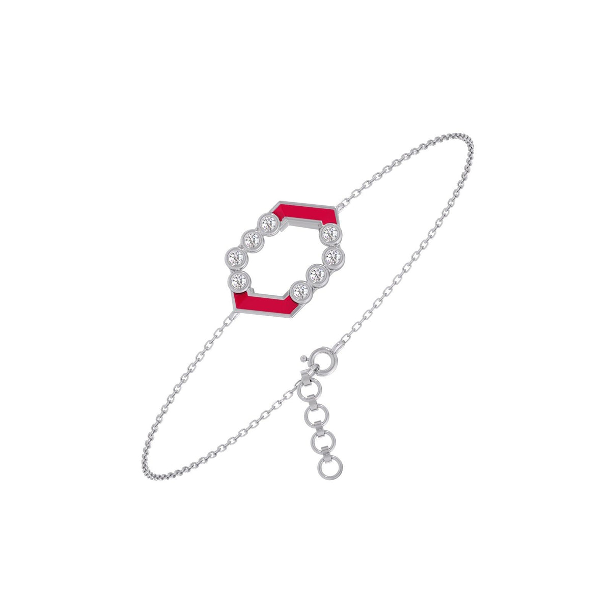 Hexora-Enamel Scarlet Diamond Chain Bracelet