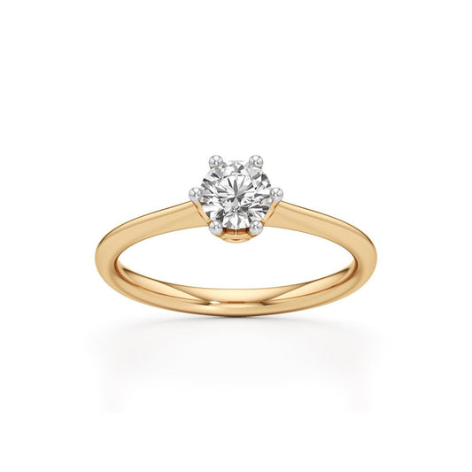 Crystellea 0.50Ct Six Prong Round Cut Solitaire Ring