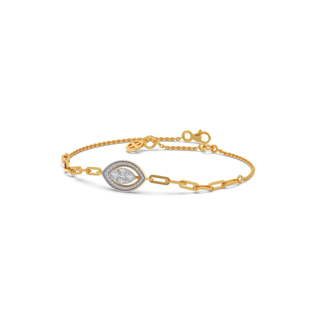 Cathedral Halo Marquise Chain Bracelet