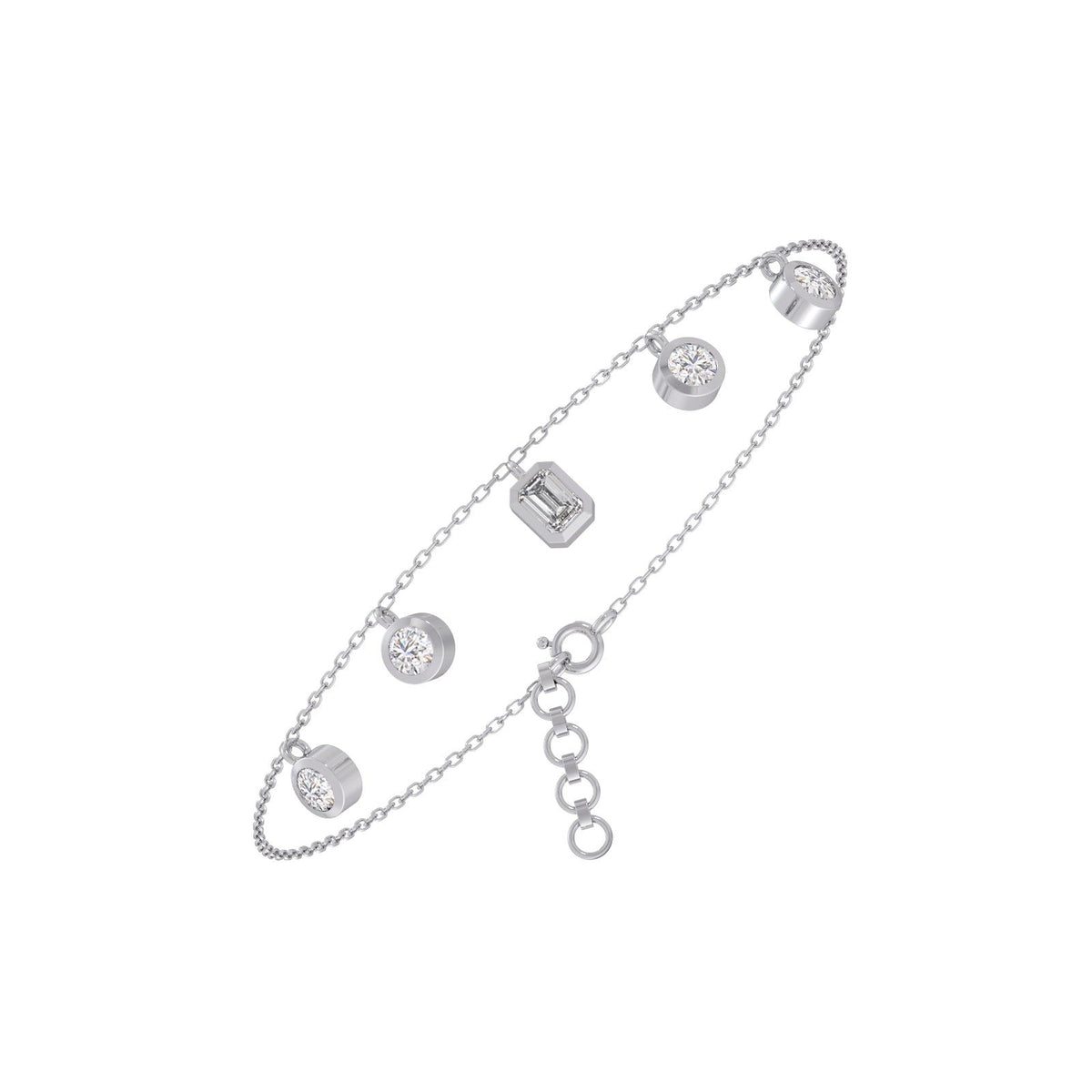 Emerald & Round Chain Bracelet