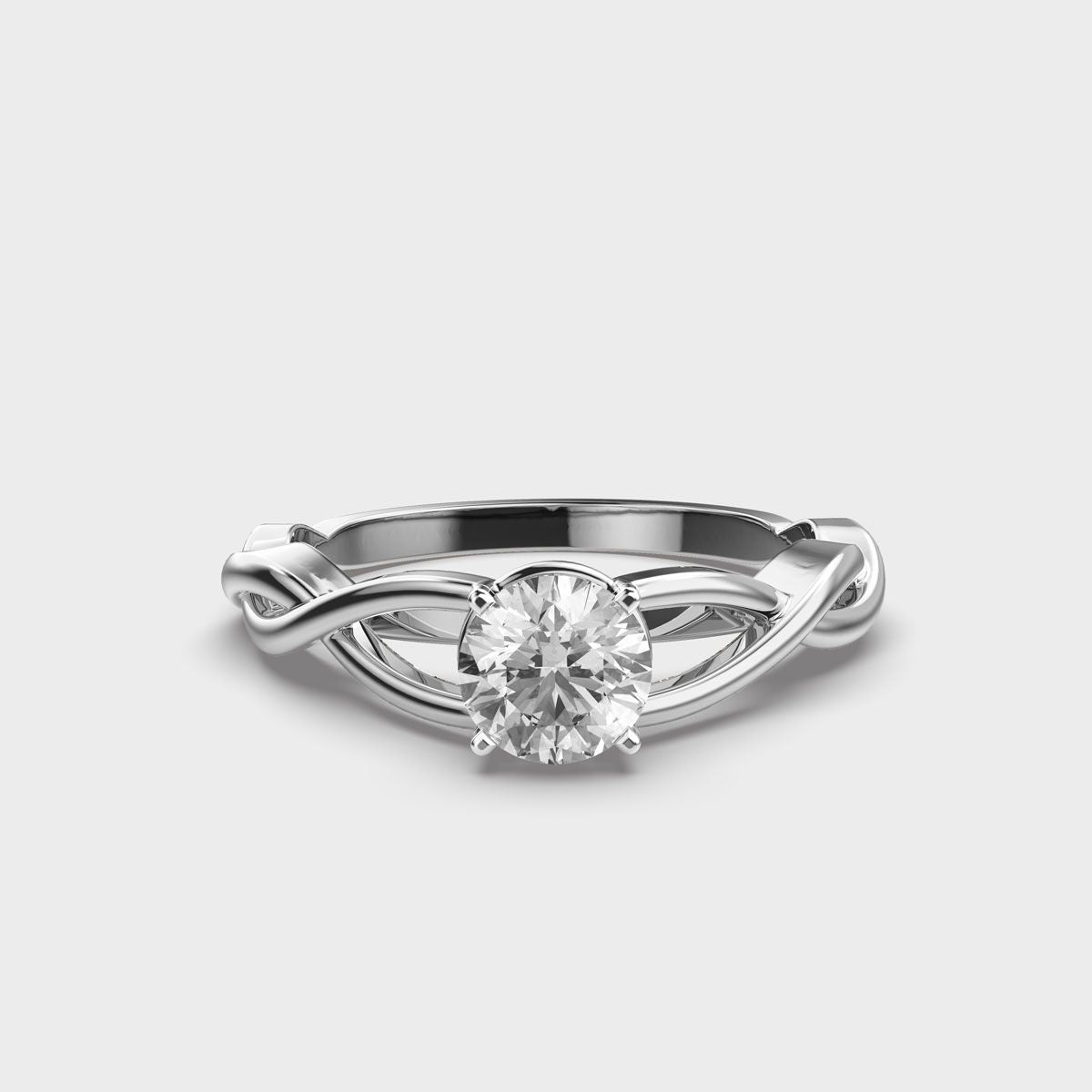 Twisted Vine Solitaire Diamond Band Ring - View 11