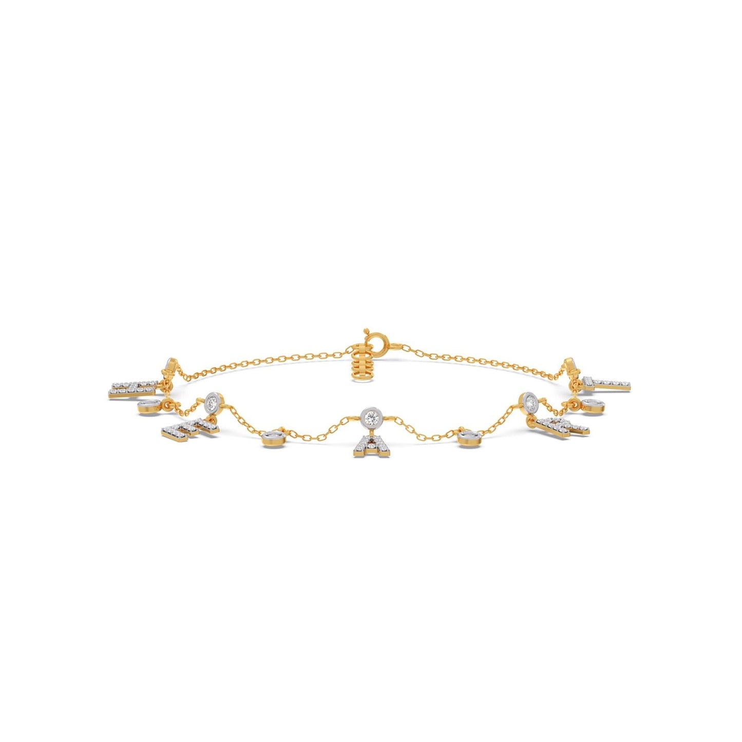 Heart Letters Diamond Charm Bracelet