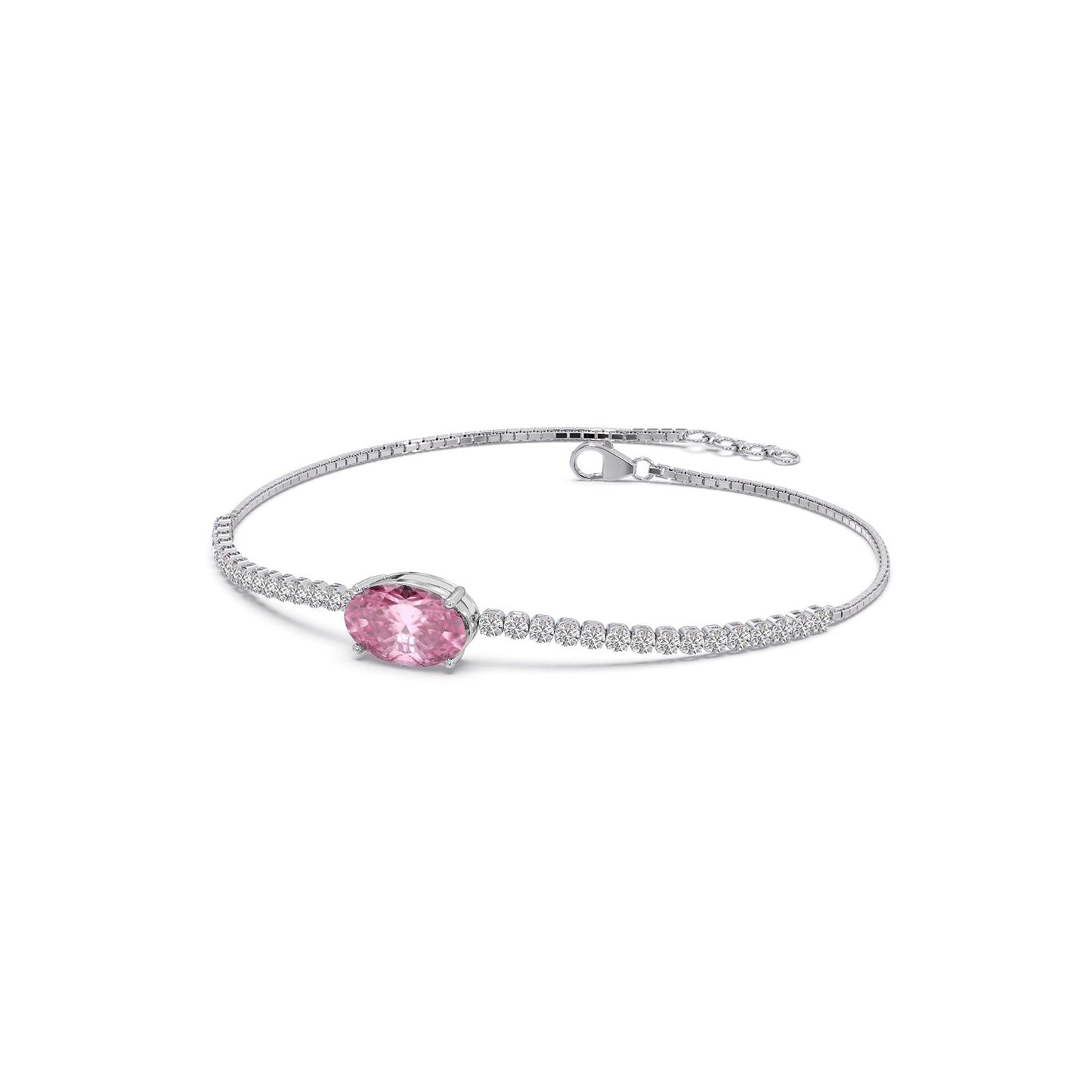 Pink-Majesty Oval Solitaire Chain Bracelet