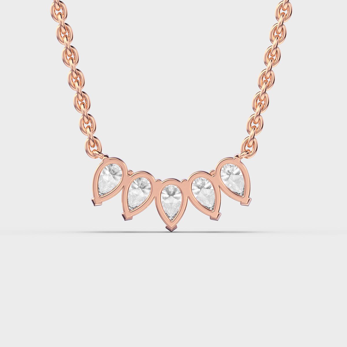 Inverted Tiara Pear Diamond Necklace