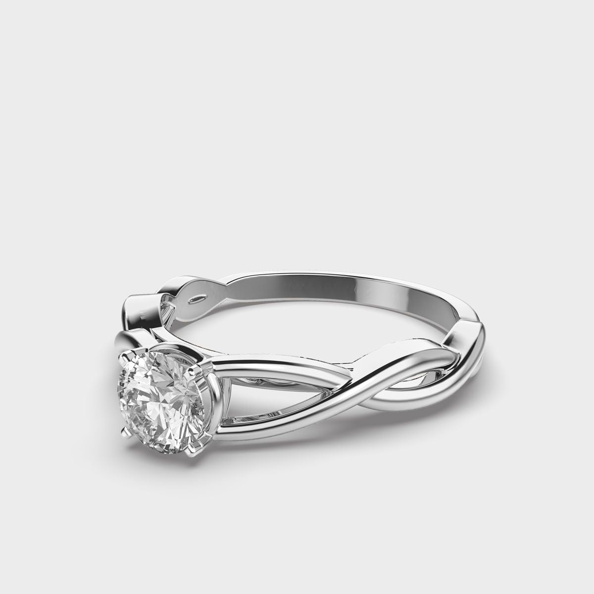 Twisted Vine Solitaire Diamond Band Ring - View 12