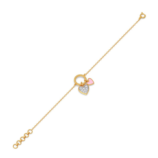 Twinkling Twin Hearts Diamond Kids Bracelet