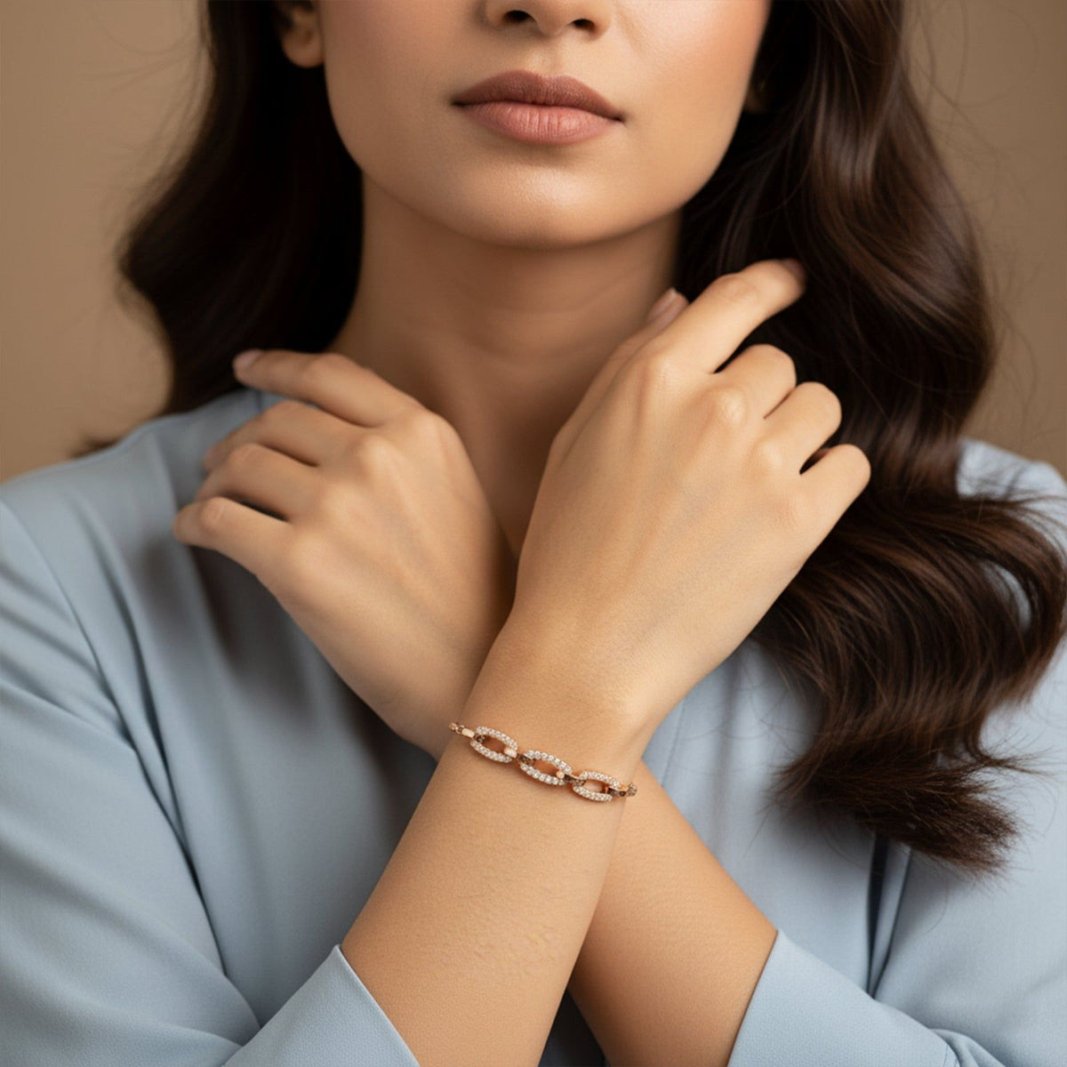 Golden Interlink Diamond Bracelet