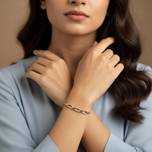 Golden Interlink Diamond Bracelet