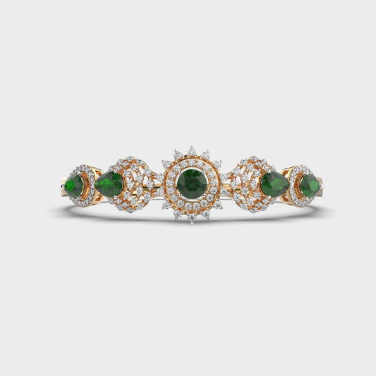 Shimmering Vrinda Green Stone Diamond Kada Bracelet