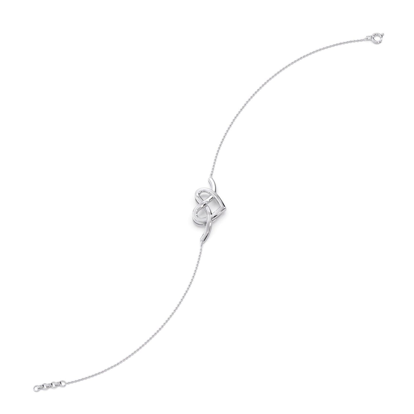 Intertwined Heart Plain Gold Chain Bracelet