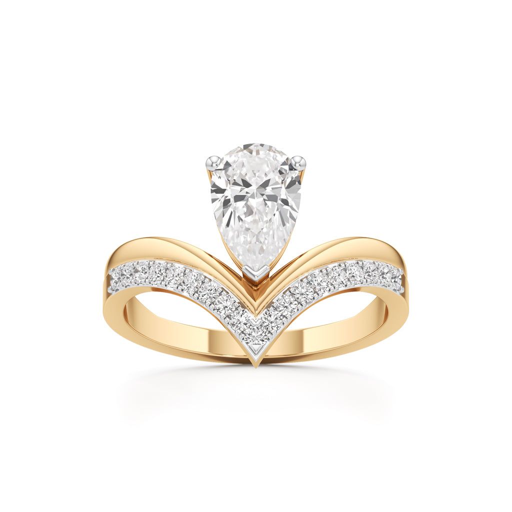 Pear Solitaire V-Shaped Grace Ring