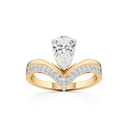 Pear Solitaire V-Shaped Grace Ring