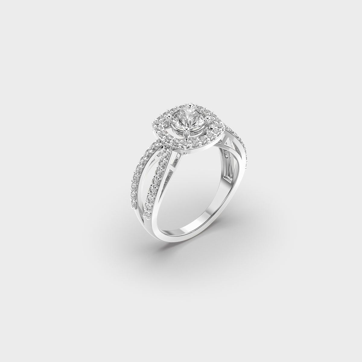 Brilliant Cut Diamond Halo Band Ring - View 32