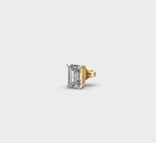 Emerald Cut Diamond Stud for Men