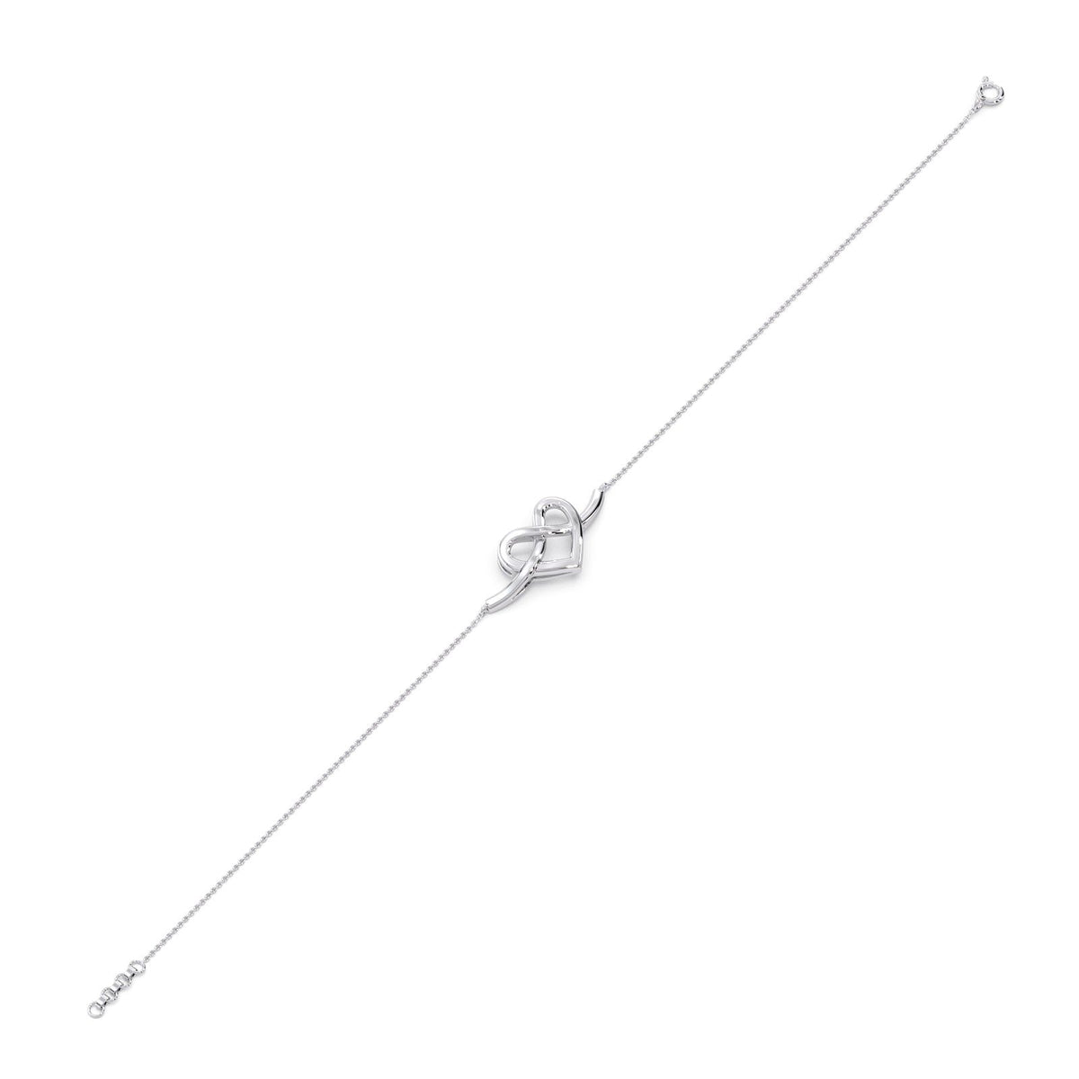Intertwined Heart Plain Gold Chain Bracelet
