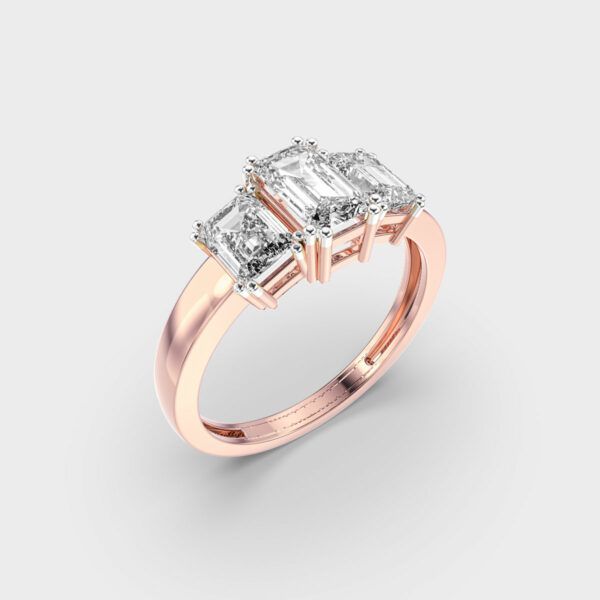 Triad Emerald Diamond Solitaire Ring - View 9