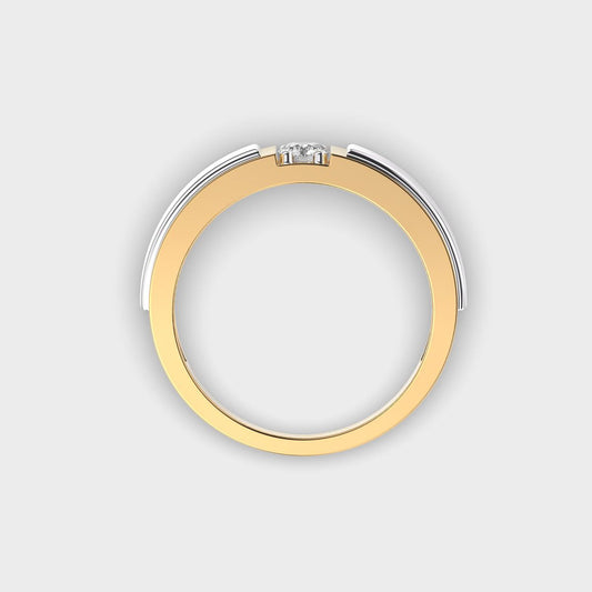Double Tone Chunky Diamond Band - View 13