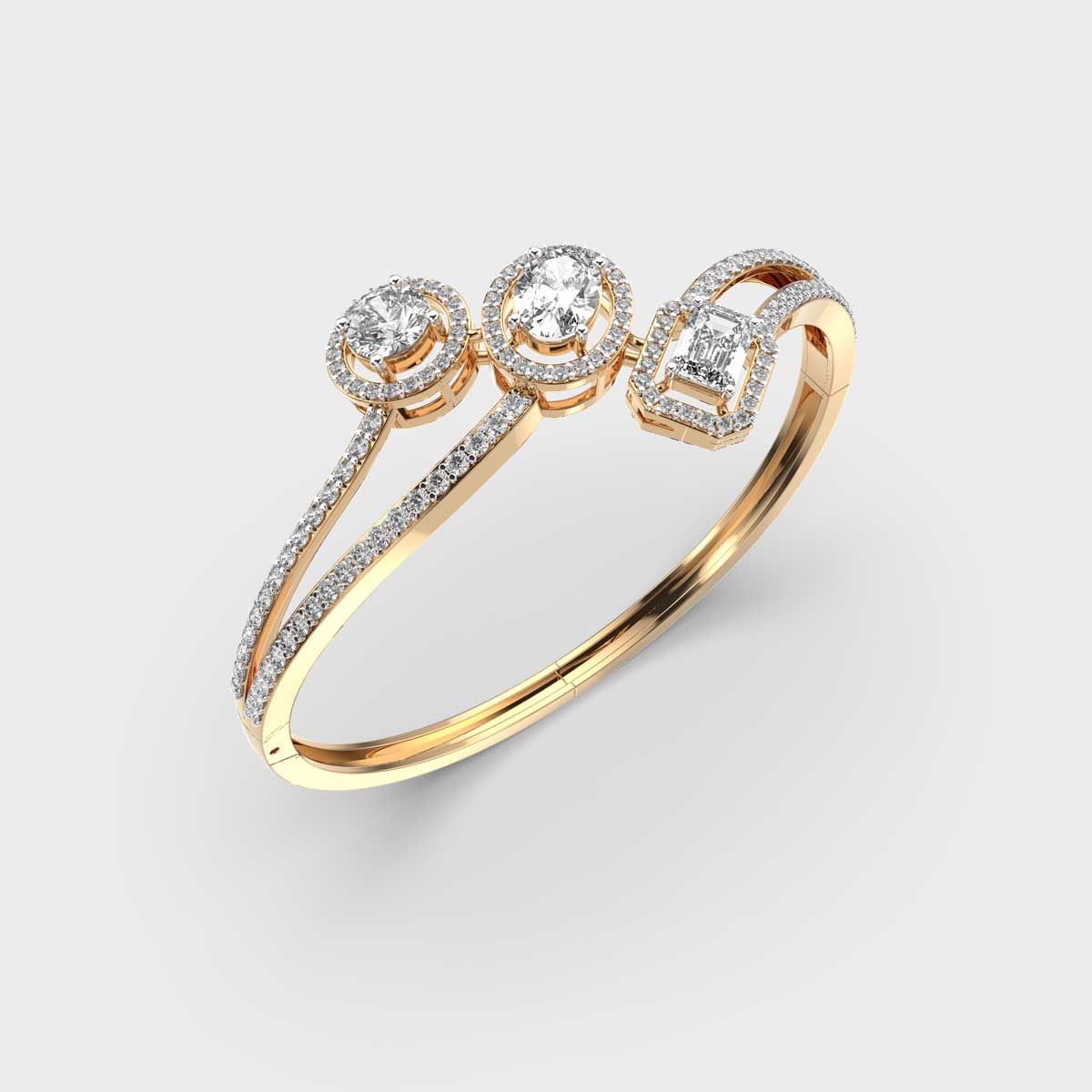 Three Pretty Curve Diamond Bracelet