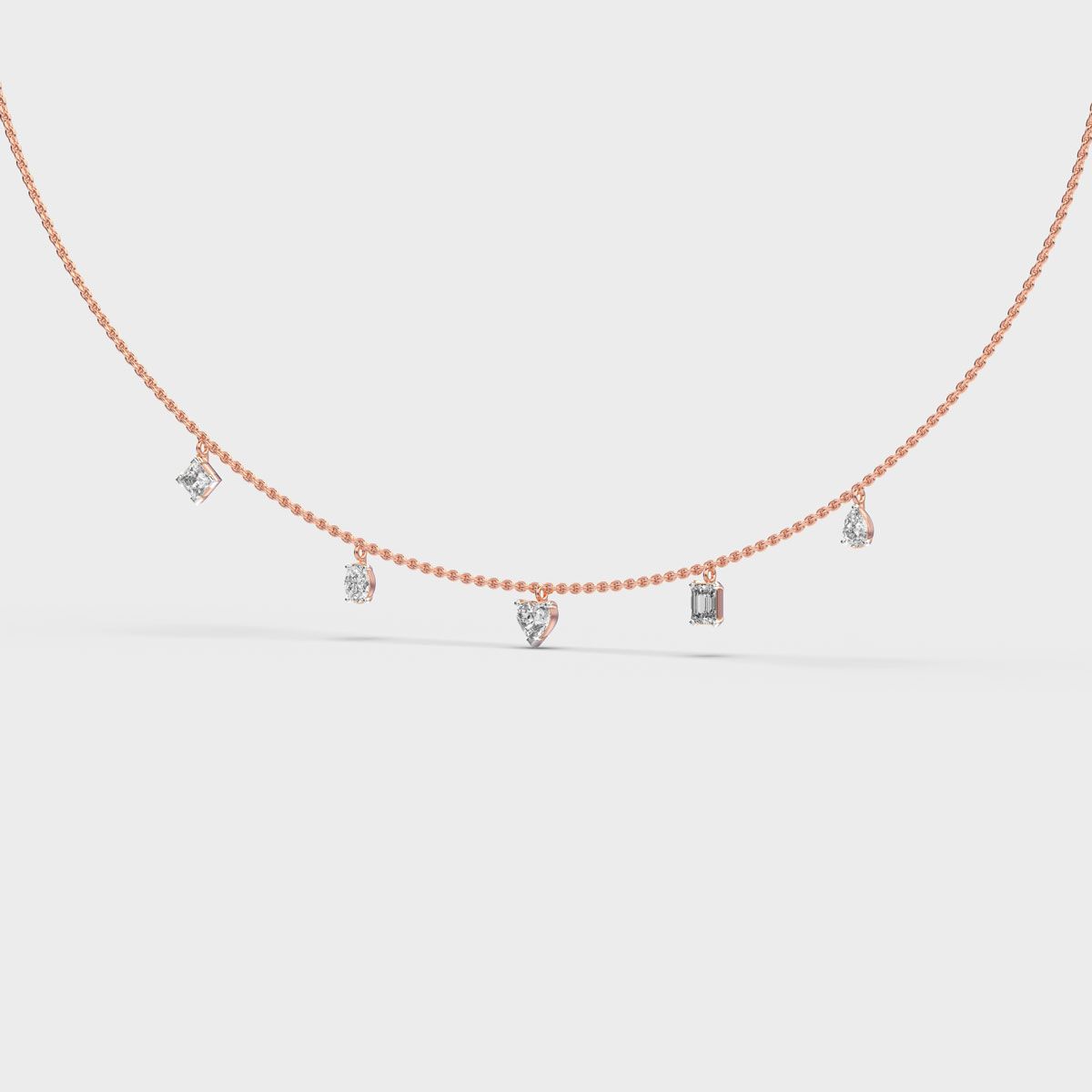 Five Shape Charm Diamond Necklace