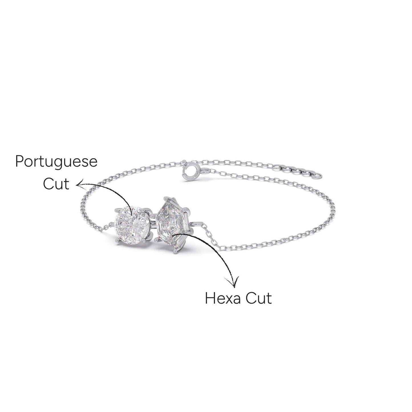 Hexa And Portuguese Diamond Chain Bracelet