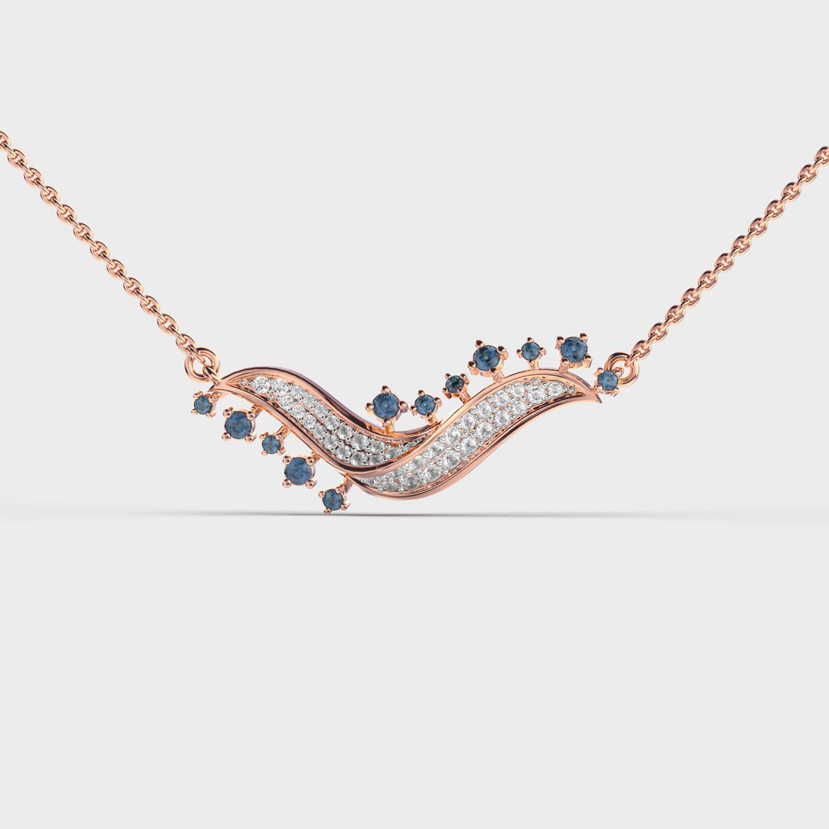 Blue Stone Wave Diamond Necklace
