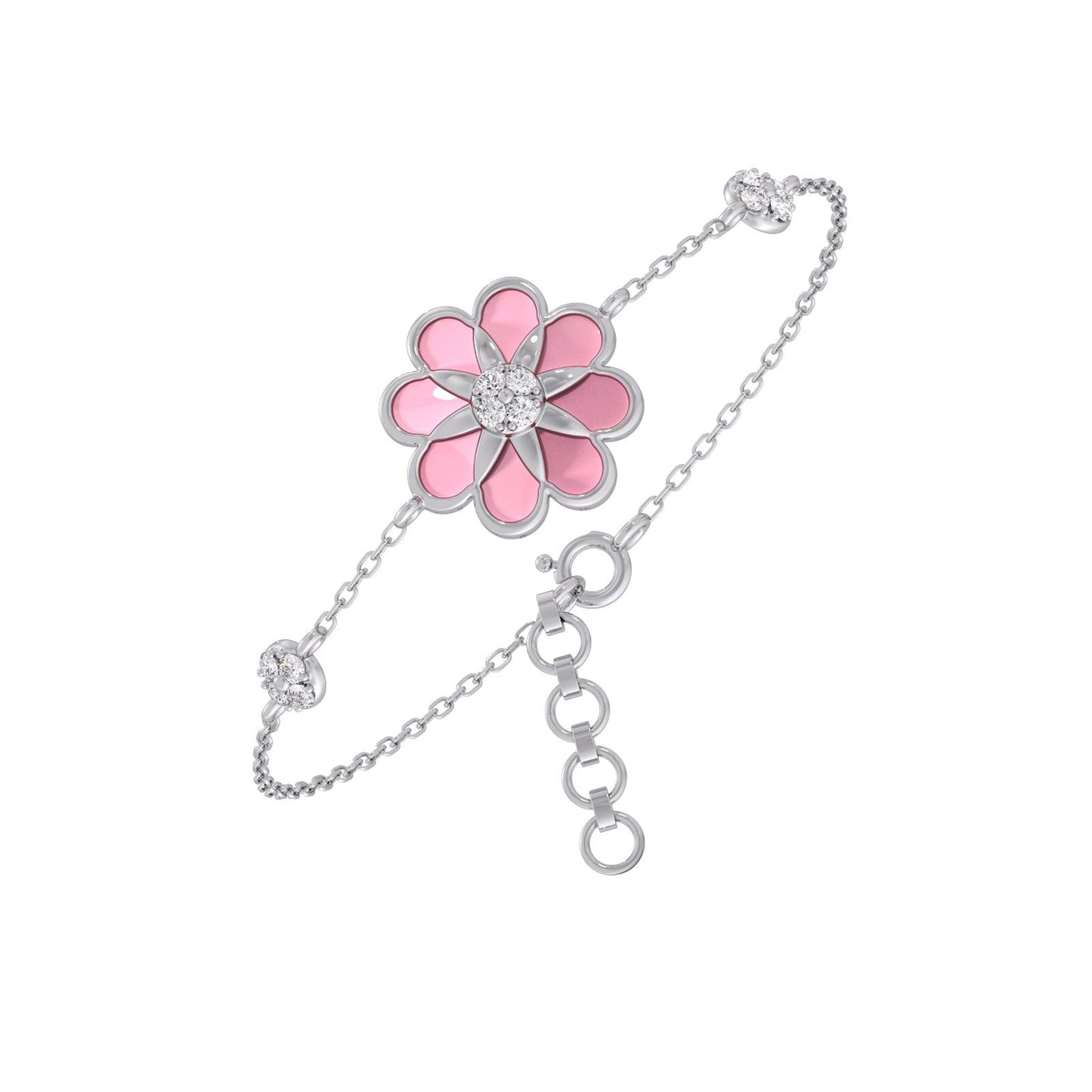 Pink Petal Bloom Diamond Kids Bracelet