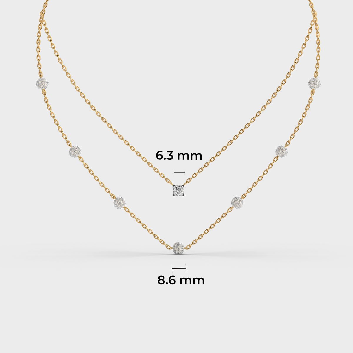 Double Chain Layered Diamond Necklace