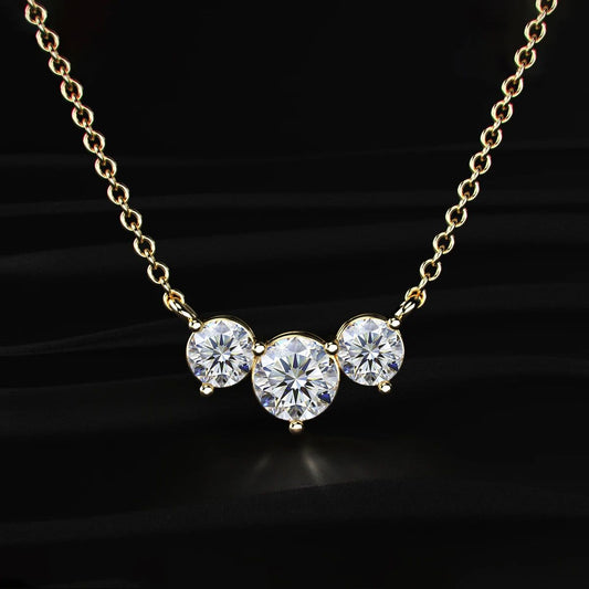 Classic 3 Round Diamond Necklace