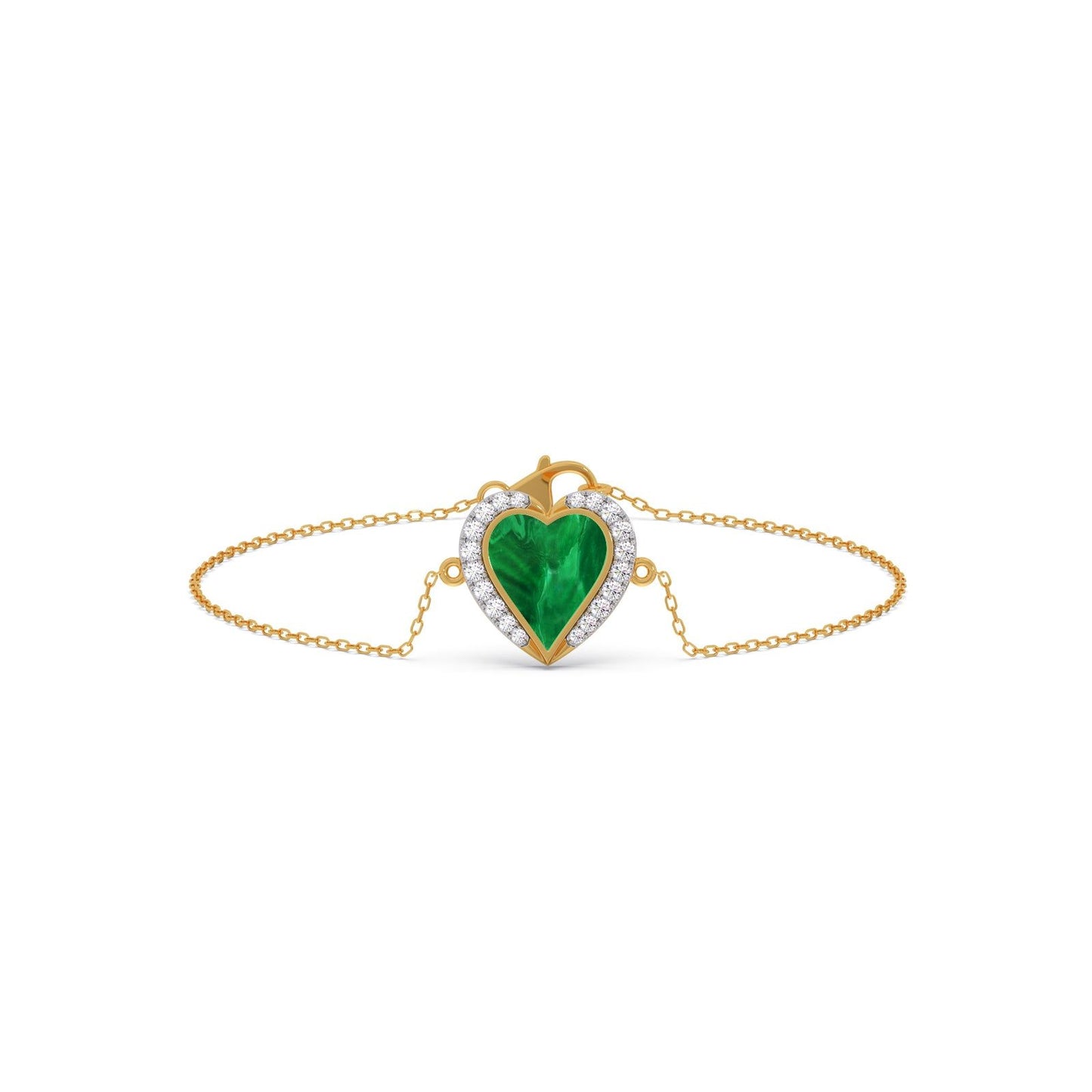 Malachite Heart Diamond Chain Bracelet