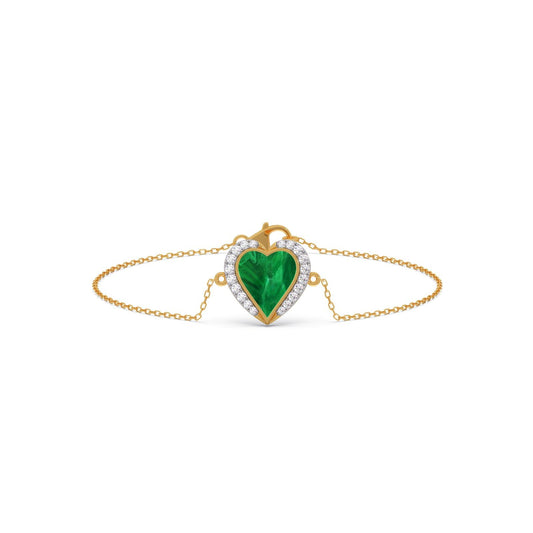 Malachite Heart Diamond Chain Bracelet
