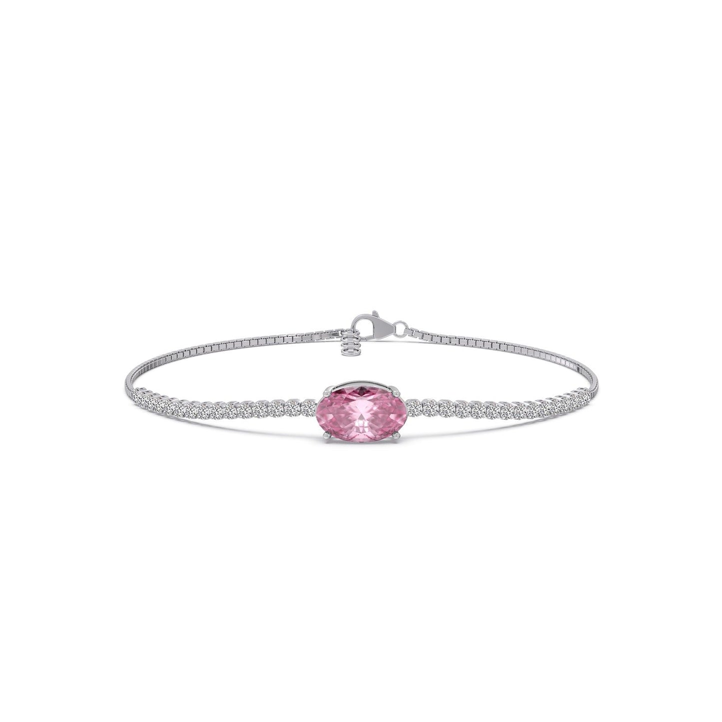 Pink-Majesty Oval Solitaire Chain Bracelet