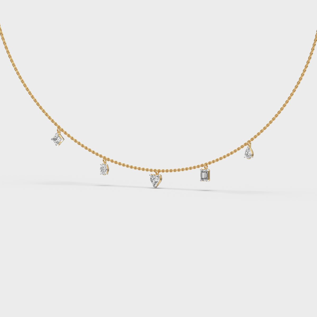 Five Shape Charm Diamond Necklace