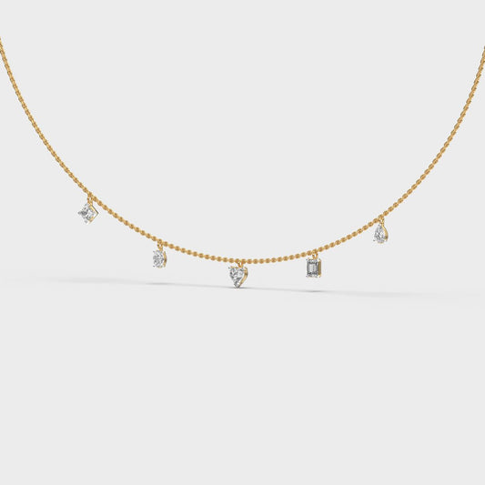 Five Shape Charm Diamond Necklace