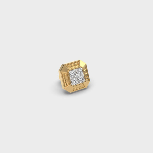 Radiant Octagonal Clustered Diamond Stud For Men