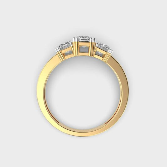 Triad Emerald Diamond Solitaire Ring - View 4