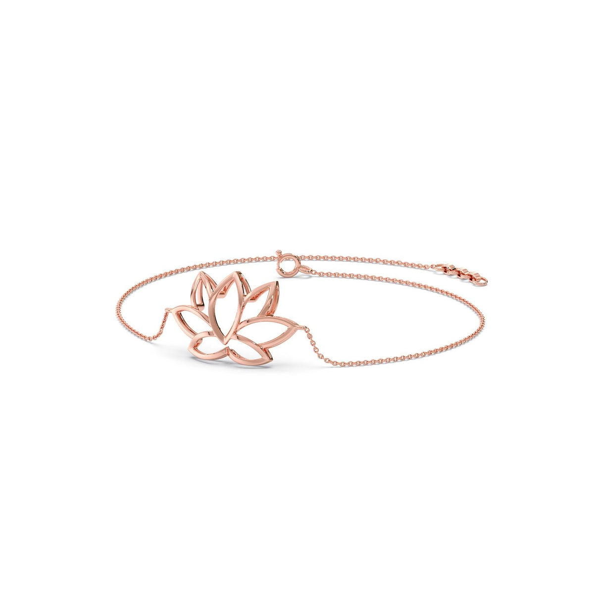 Lotus Plain Gold Chain Bracelet