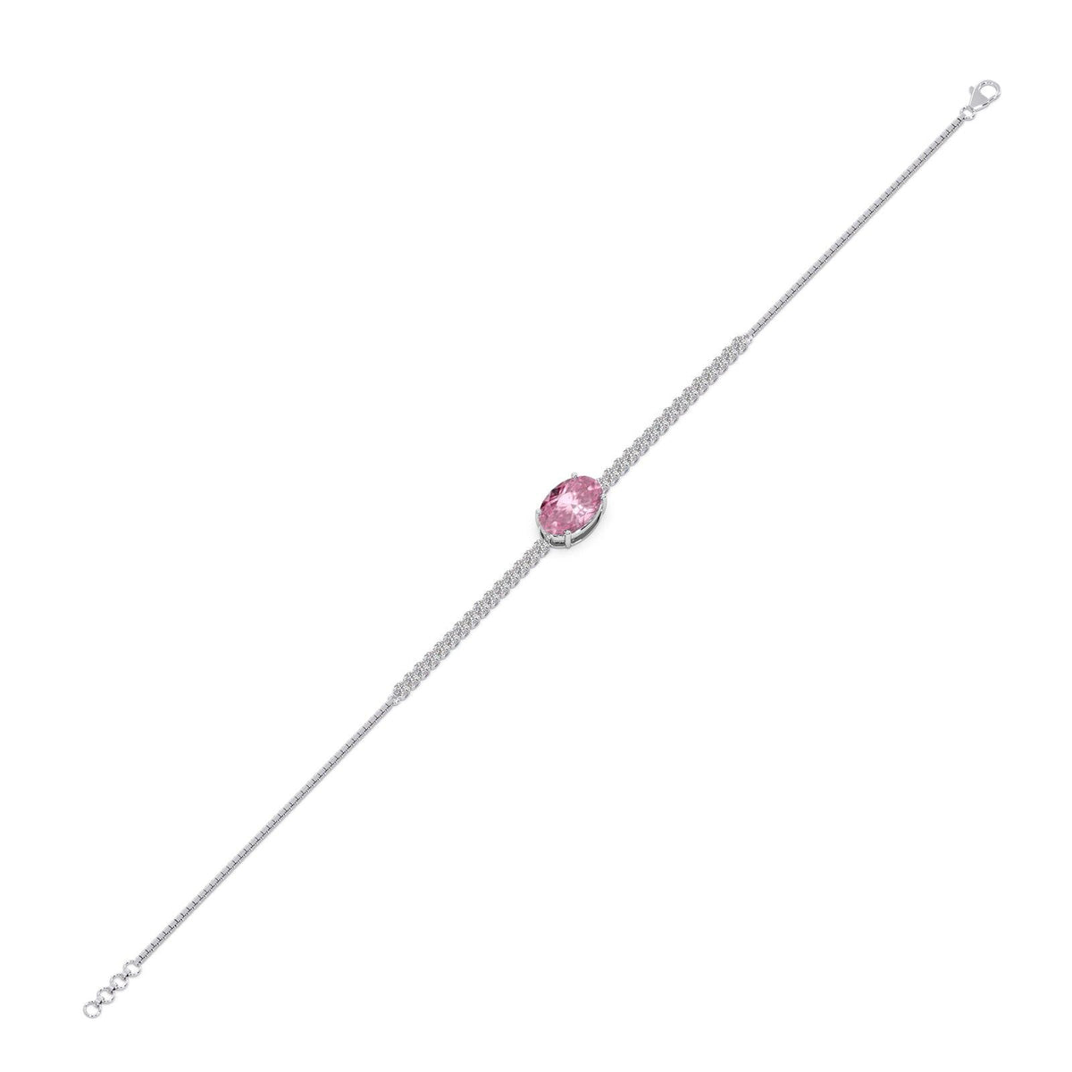 Pink-Majesty Oval Solitaire Chain Bracelet