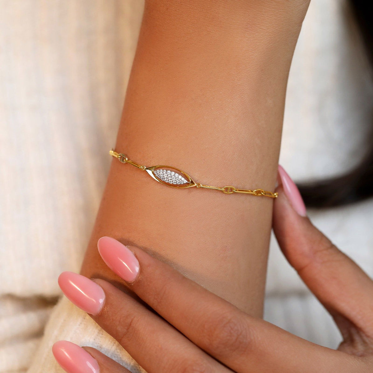 Lumina Marquise-Link Diamond Chain Bracelet