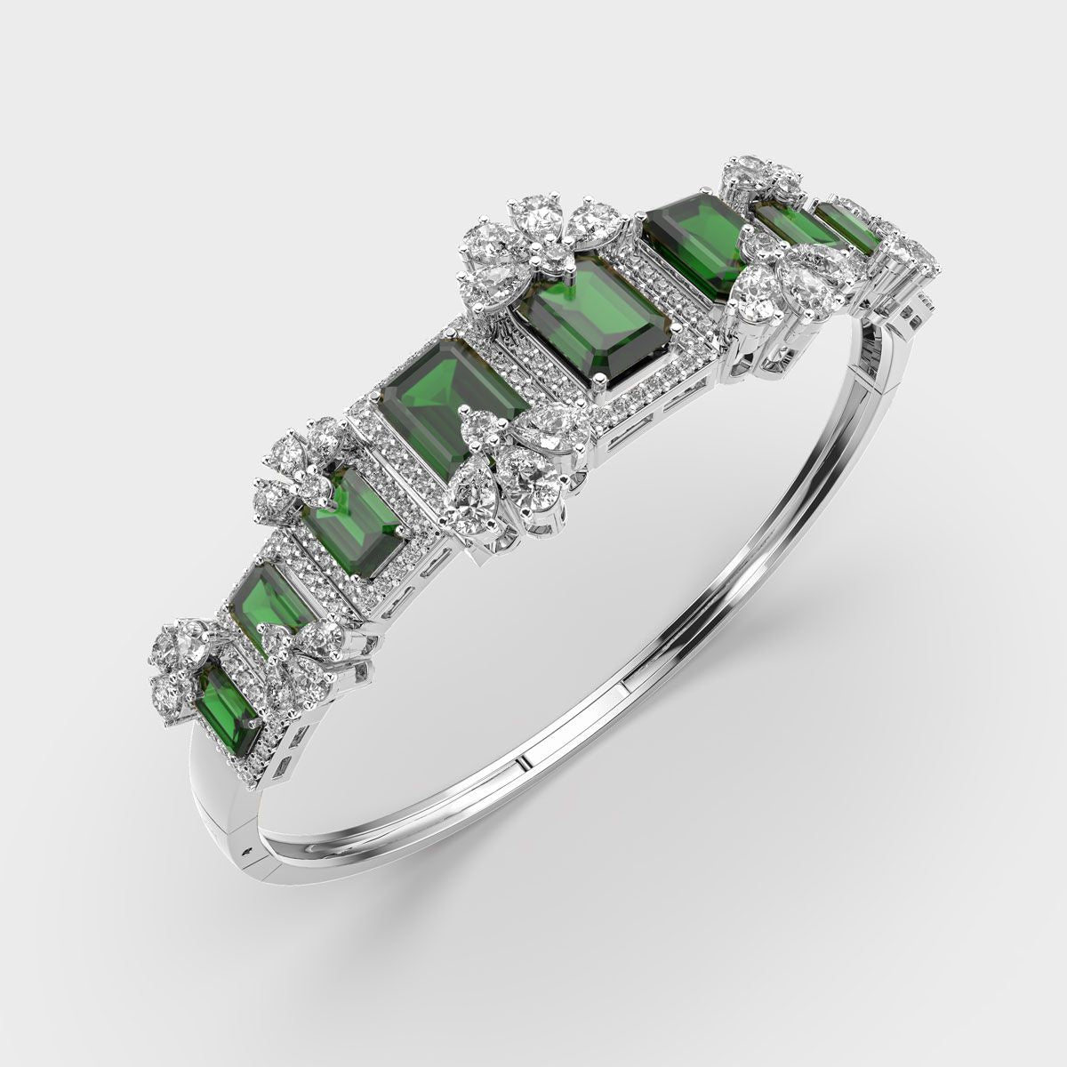 Green Wrap Tendril Diamond Bracelet