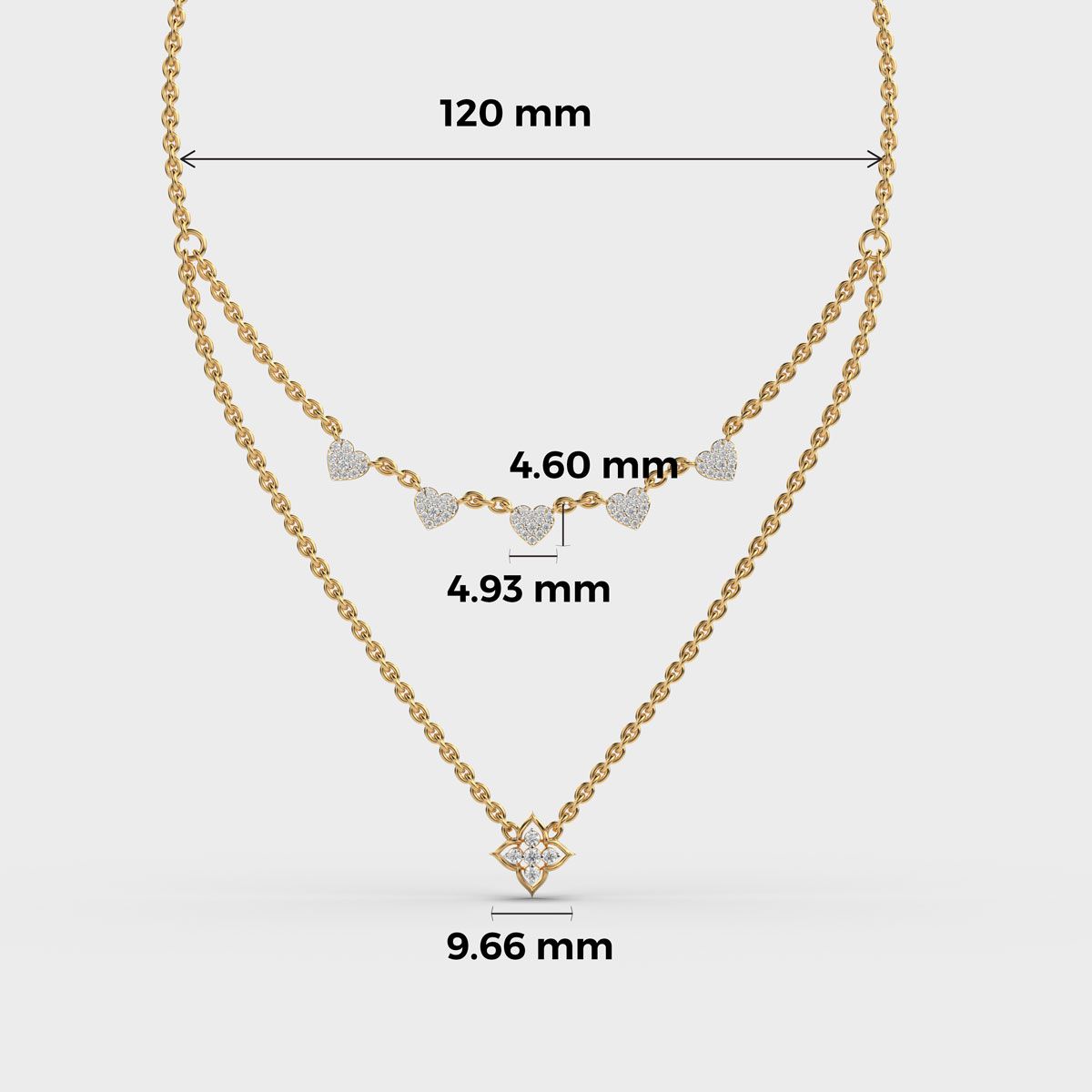 Heart Duo Layered Diamond Necklace