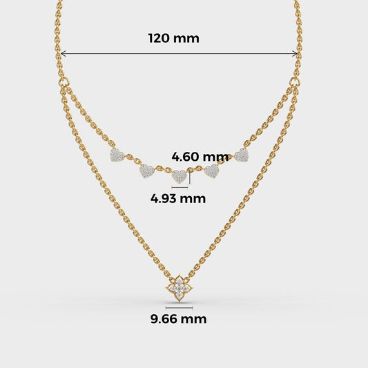 Heart Duo Layered Diamond Necklace