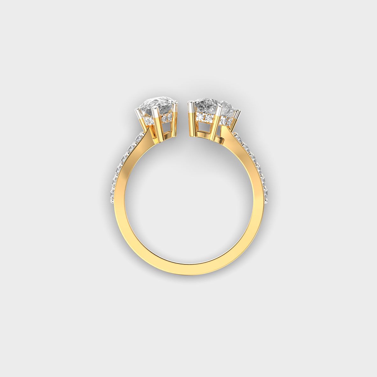Double Drop Pear Diamond Ring - View 4
