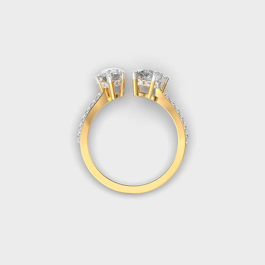 Double Drop Pear Diamond Ring - View 4