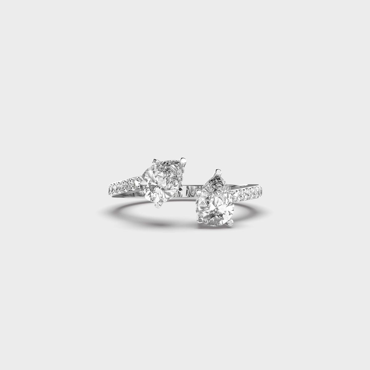 Double Drop Pear Diamond Ring - View 10