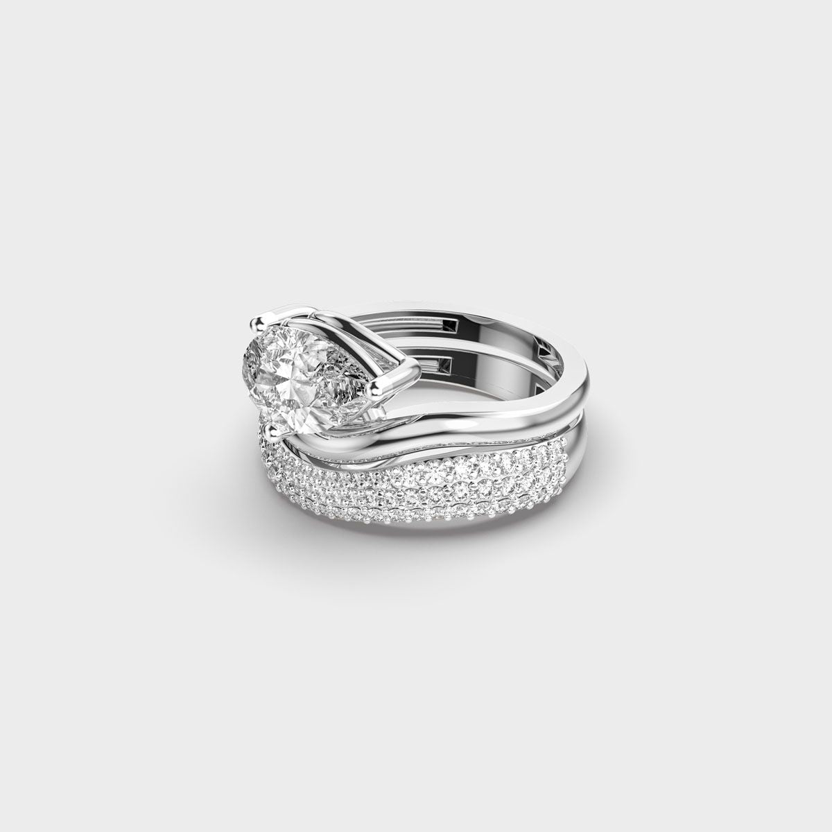Elegant Pear Wave Diamond Ring - View 11