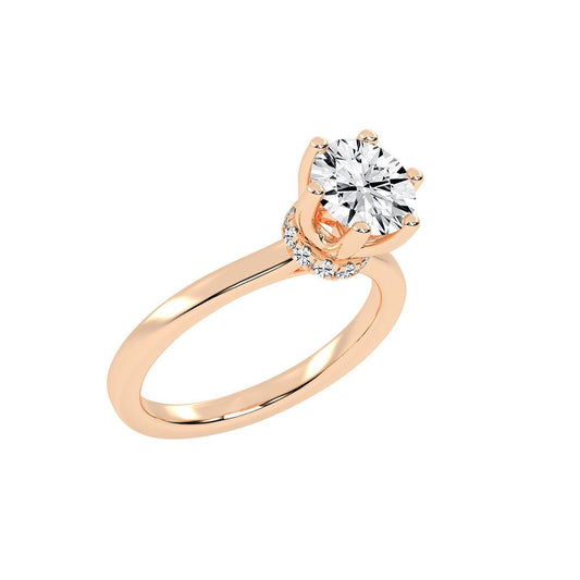 Soliterna Six Prong Round Solitaire Lab Diamond Ring
