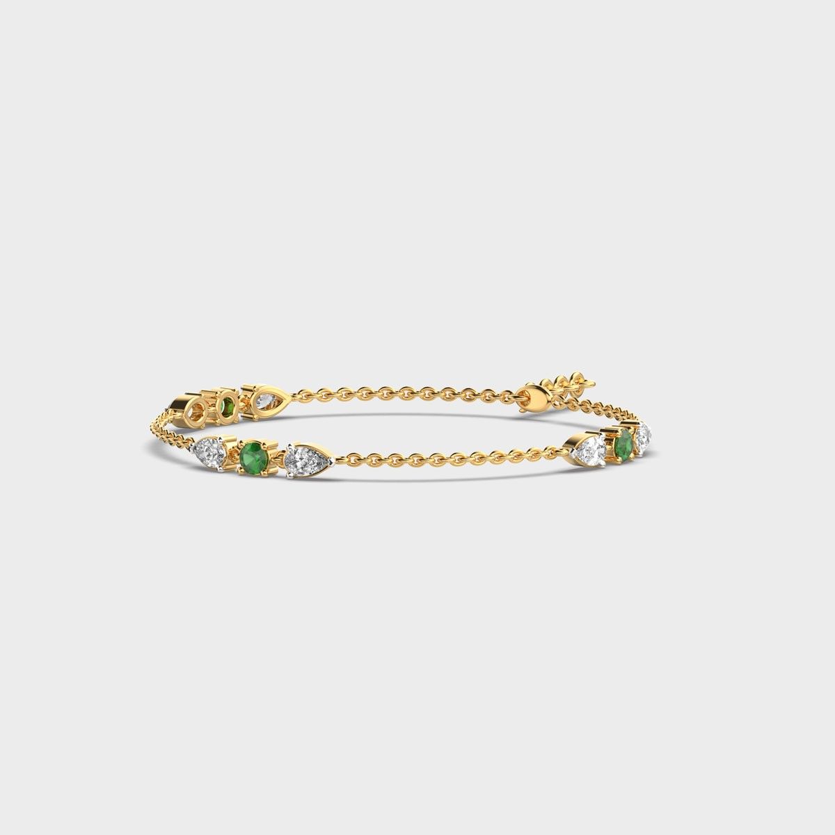 Minimal Green Stone Adele Diamond Bracelet