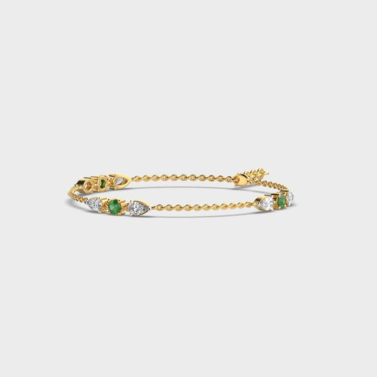 Minimal Green Stone Adele Diamond Bracelet