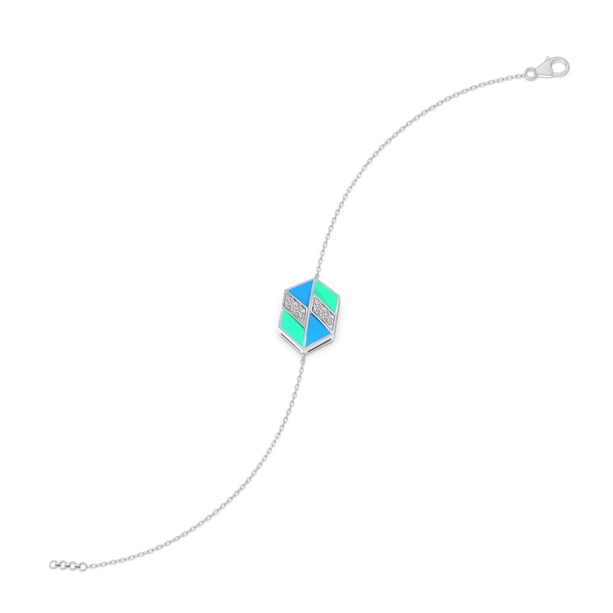 Hexora-Enamel Cobalt Diamond Chain Bracelet