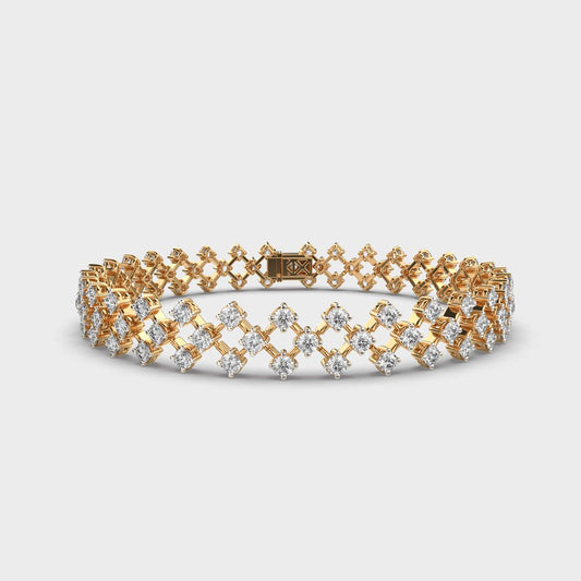 Clustered Diamond Mesh Wide Bracelet